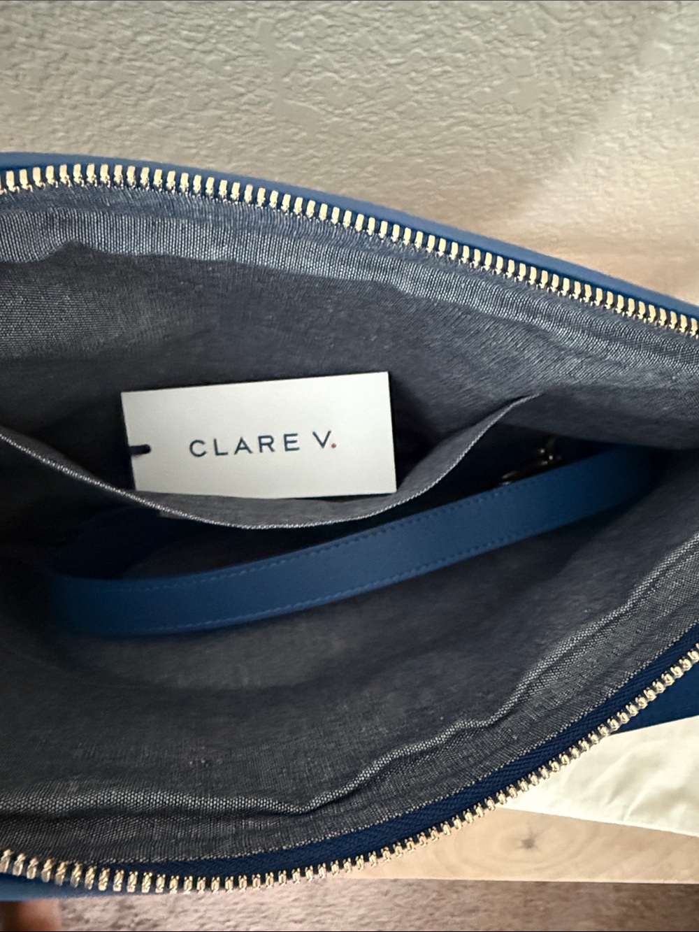Clare V. French Blue Diagonal Woven Moyen Messenger NWT - Picture 6 of 6